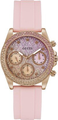 Women's 38mm Watch - Pink Strap Pink Dial Rose Gold Tone Case