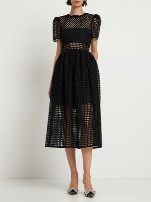 Grid lace midi dress