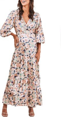 Maree Floral Maternity Maxi Wrap Dress