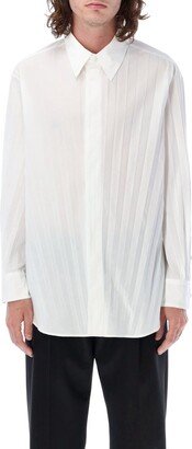 Pleated Buttoned Long-Sleeved Shirt-AA