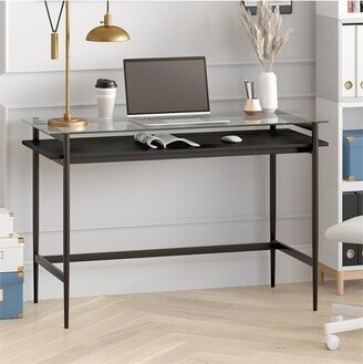 Henn& Hart 46 Black Bronze Desk with Black Woodgrain Shelf - Henn&Hart