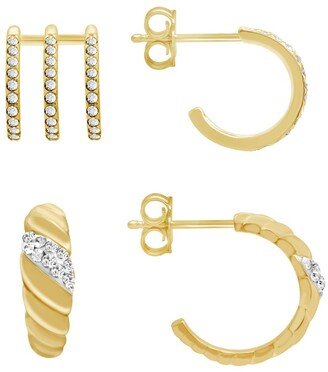 And Now This Gold Plated 2-Piece C Hoop and Multi Row Hoop Earrings Set