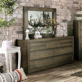 Puly Transitional Walnut 2-piece 9-Drawer Dresser and Mirror Set