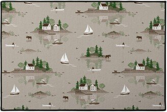 Door Mats: Boats On The Lake - Beige Door Mat, Beige