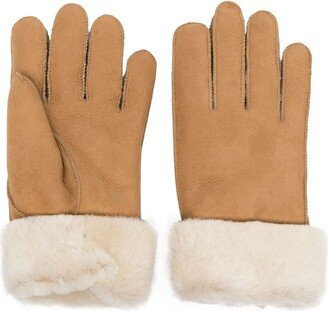 Logo-Patch Shearling Gloves-AA