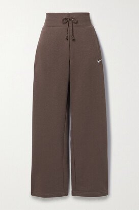 Phoenix Fleece Embroidered Cotton-blend Jersey Wide-leg Track Pants - Brown