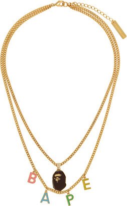 Gold Ape Head Double Chain Necklace