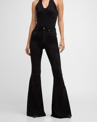 Cout De La Liberte Super High-Rise Bell Flared Suede Pants