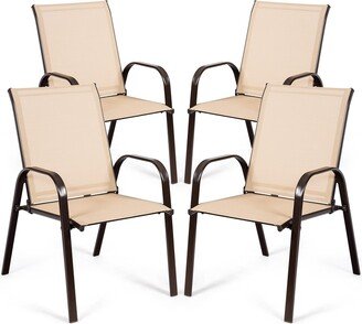 Set of 4 Patio Chairs Dining Chairs w/ Steel Frame Yard Outdoor - See Details