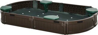 Kids Sandbox with Cover and Seats, Outdoor Sandbox for Ages 3-12 Years Old - 72 x 41.25 x 8.25