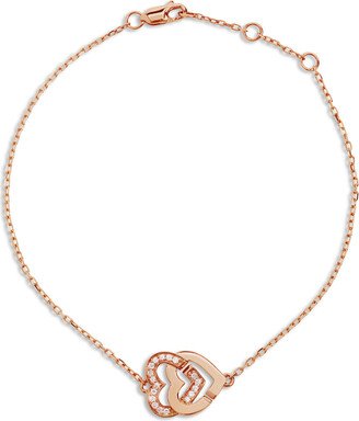 Double Cœurs R10 Diamond Rose Gold Chain Bracelet