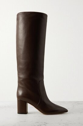 Anja Leather Knee Boots - Brown