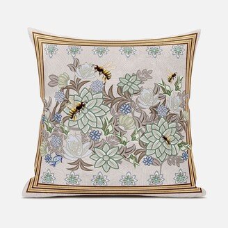 Amrita Sen Designs Amrita Sen Honeybee on Flower Indoor Outdoor Pillow-AA