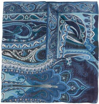 Paisley-Print Linen-Blend Scarf