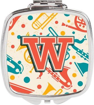 CJ2001-WSCM Letter W Retro Teal Orange Musical Instruments Initial Compact Mirror