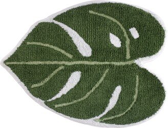 Viva Palm Leaf Shaped Cotton Bath Rug, 25 x 34