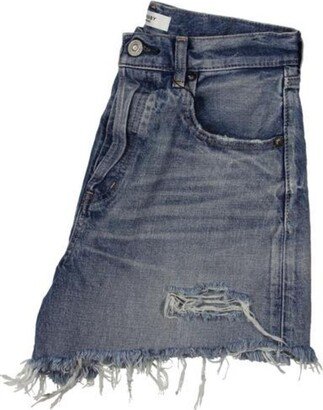 Womens Distressed High Rise Denim Shorts-AA