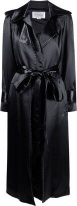 Belted Satin Trench Coat-AA