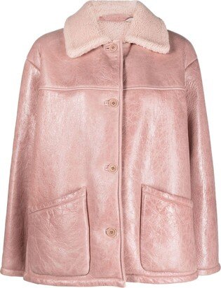 Shearling-Collar Sheepskin Jacket-AA