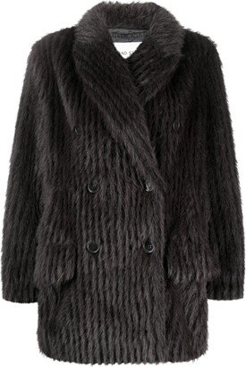 Zenni double-breasted faux-fur jacket