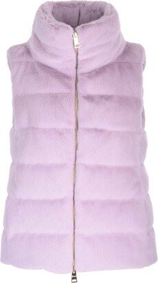 Faux-Fur Zipped Quilted Gilet-AC