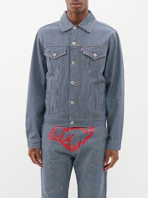 Logo-appliqué Striped Denim Jacket