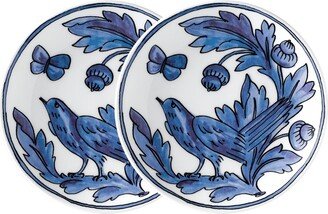 Blue Bird 7 Appetizer Plates - Set of 2