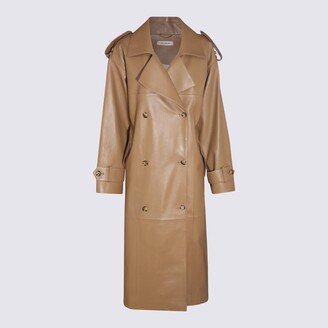 The Mannei Beige Leather Shamali Coat