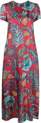 Swing leaf-print silk dress