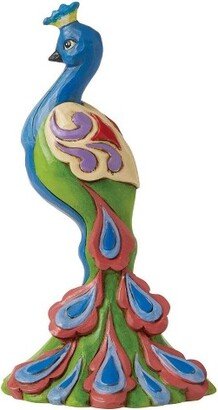 Jim Shore Peacock Figurine - One Figurine 4.75 Inches - Mini Bird Quilt Design - 6010566 - Polyresin - Blue