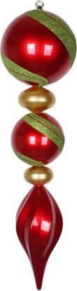 30.5 Red, Gold and Lime Jumbo Finial Ornament with Candy and Glitter Finishes