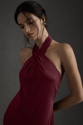 Ruby Twist Halter Satin Gown-AA