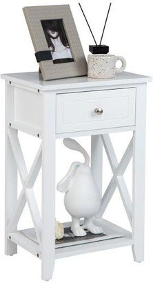 Slickblue Storage End Bedside Drawer Nightstand w/ Bottom Shelf