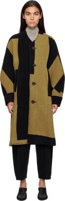 Black & Beige Paneled Coat