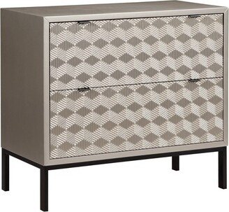 Treasure Trove Accents Teressa Mid-Century Modern 2 Drawer Storage Accent Chest Silver/Black - Treasure Trove