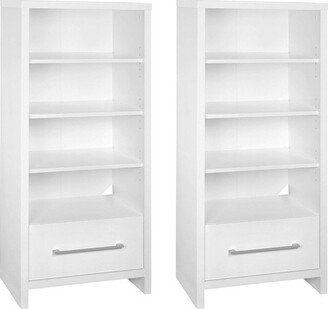 165100 Decorative Storage Tower Bookcase with Drawer, White (2 Pack)