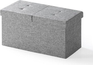 30 Button Tufted Folding Storage Ottoman Bench with Smart Lift Top - Mellow