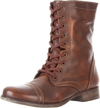 Troopa Womens Leather Textured Combat Boots