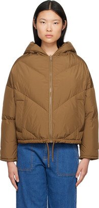 Brown Hooded Reversible Down Jacket