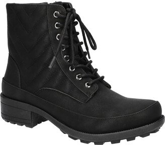 Womens Faux Leather Quilted Combat & Lace-up Boots