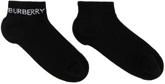 Black Intarsia Logo Ankle Socks