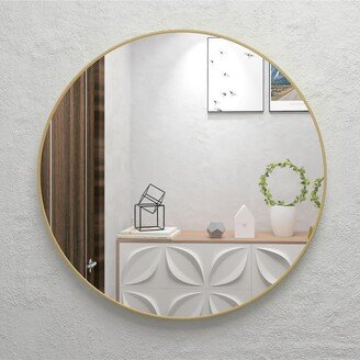 Simplie Fun 32 Wall Circle Mirror Large Round Gold Farmhouse Circular Mirror for Wall Decor Big Bathroom makeup Vanity Mirror Entryway Mirror