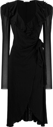 Ruched-Detail Midi Dress-AB