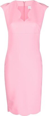 Scallop-Edge Midi Dress-AA