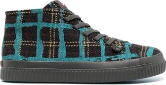 Check-Pattern High-Top Sneakers