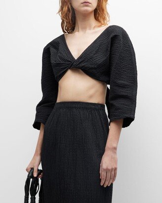 Justine Twist-Front Cropped Blouse