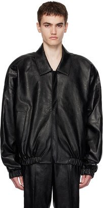 Black YASPIS Edition Faux-Leather Bomber Jacket