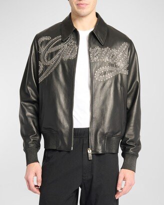 Men's Studded Leather Varsity Jacket