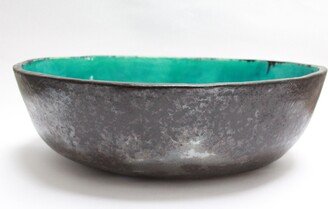 Turquoise & Charcoal Sink, Table Top Basin, Bathroom Handmade Ceramic Sink Made To Order