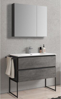 Davidici Furniture Inc. New York 40 Freestanding Bathroom Vanity Set w/ Mirror Cabinet